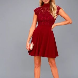 Lulus Instant Romance Lace Backless SkaterDress XS